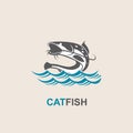 Catfish and wave icon