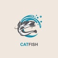 Catfish and wave icon