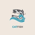 Catfish and wave icon