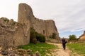 Cathare Castle of Peyrepertuse exploration Royalty Free Stock Photo