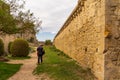 Cathare Castle of Peyrepertuse walls exploration Royalty Free Stock Photo