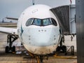 Cathay Pacific Airbus A350 at Hong Kong gate Royalty Free Stock Photo