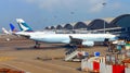 Cathay pacific aircraft at hong kong airport