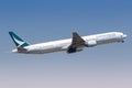 Cathay Pacific Boeing 777-300 airplane Hong Kong Airport in China Royalty Free Stock Photo