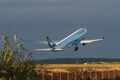 Cathay Pacific jet airliner taking off from Sydney, Australia. Royalty Free Stock Photo