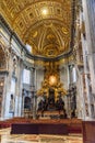 Cathedra Petri, Altar of the Chair of St. Peter. Interior of Saint Peter`s Basilica in Vatican Royalty Free Stock Photo