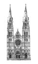 Cathedral at Albany All saints / Antique engraved illustration from Brockhaus Konversations-Lexikon 1908