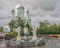 Cathedral of the Annunciation in the rural locality Diveyevo, Nizhny Novgorod Oblast. Sculpture grouppe before Cathedral