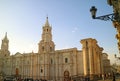 Cathedral of Arequipa, Stunning Landmark of Plaza de Armas, Arequipa, Peru in the Evening