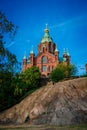 Cathedral of the Assumption, 1868. Arch. AM GORNOSTAYEV. The largest Orthodox cathedral in North and West Europe Royalty Free Stock Photo