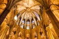 The Cathedral of Barcelona, rich in typical gothic style with elegant glass windows and detailed designs everywhere Royalty Free Stock Photo