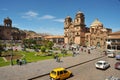 Cuzco, Peru: Panoramic view of the Main square an the cathedral church
