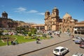 Cuzco, Peru: Panoramic view of the Main square an the cathedral church