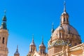 The Cathedral-Basilica of Our Lady of Pillar - a roman catholic church, Zaragoza, Spain. Close-up. Royalty Free Stock Photo