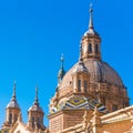 The Cathedral-Basilica of Our Lady of Pillar - a roman catholic church, Zaragoza, Spain. Close-up. Royalty Free Stock Photo