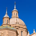 The Cathedral-Basilica of Our Lady of Pillar - a roman catholic church, Zaragoza, Spain. Close-up. Royalty Free Stock Photo