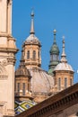 The Cathedral-Basilica of Our Lady of Pillar - a roman catholic church, Zaragoza, Spain. Close-up. Royalty Free Stock Photo