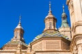 The Cathedral-Basilica of Our Lady of Pillar - a roman catholic church, Zaragoza, Spain. Close-up. Royalty Free Stock Photo