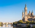 The Cathedral-Basilica of Our Lady of Pillar - a roman catholic church, Zaragoza, Spain. Copy space for text. Royalty Free Stock Photo