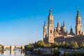 The Cathedral-Basilica of Our Lady of Pillar - a roman catholic church, Zaragoza, Spain. Copy space for text. Royalty Free Stock Photo