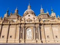 The Cathedral-Basilica of Our Lady of the Pillar - Roman Catholic Church, Zaragoza, Spain. Copy space for text. Royalty Free Stock Photo