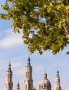 The Cathedral-Basilica of Our Lady of Pillar - a roman catholic church, Zaragoza, Spain. With selective focus. Vertical. Royalty Free Stock Photo