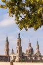 The Cathedral-Basilica of Our Lady of Pillar - a roman catholic church, Zaragoza, Spain. With selective focus. Vertical. Royalty Free Stock Photo