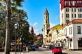 Cathedral Basilica of St. Augustine , Plaza de la Constitucion and partial view of Henry Flager College at Old Town in Florida`s H