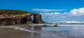 Cathedral beach iconic rocks with holes in Galicia