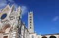 Cathedral and bell tower of the city of Siena in Tuscany in Italy called Duomo in Italian language Royalty Free Stock Photo
