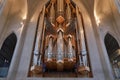 Modern Cathedral Interior, church organ pipes