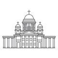 Cathedral building outline icon. Sign at linear style. Christian church Royalty Free Stock Photo