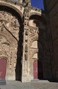 Cathedral Building plateresque facade details of Salamanca City. Spain. Royalty Free Stock Photo