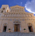 Cityscape of Cagliari in Sardinia, Italy: Neo-Romanesque faÃ§ade of Cathedral dedicated to the Virgin Mary and to Saint Cecilia.