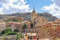 Cathedral and castle in the medieval town of Albarracin in the province of Teruel in Aragon, Spain Royalty Free Stock Photo