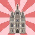 Cathedral catholic church temple traditional building landmark tourism vector illustration