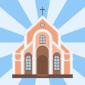 Cathedral catholic church temple traditional building landmark tourism vector illustration