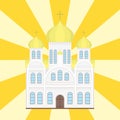 Cathedral catholic church temple traditional building landmark tourism vector illustration