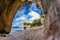 The Cathedral Cave on the beach