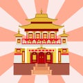 Cathedral chinese church temple traditional building landmark tourism vector illustration
