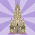 Cathedral chinese church temple traditional building landmark tourism vector illustration