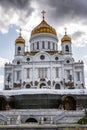 Cathedral of Christ the Savior against the blue sky on a sunny day. Close-up. Royalty Free Stock Photo