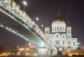 The Cathedral of Christ the Savior at night, Moscow, Russia. Royalty Free Stock Photo