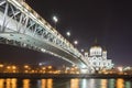 The Cathedral of Christ the Savior at night, Moscow, Russia. Royalty Free Stock Photo