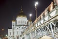 The Cathedral of Christ the Savior at night, Moscow, Russia. Royalty Free Stock Photo