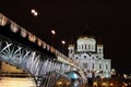 Cathedral of Christ the Savior and Patriarchal bridge in Moscow Royalty Free Stock Photo