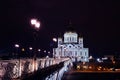 Cathedral of Christ the Savior and Patriarchal bridge in Moscow Royalty Free Stock Photo