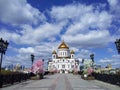 The Cathedral of Christ the Savior and the Patriarchal bridge, Moscow, Russia Royalty Free Stock Photo