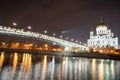 The Cathedral of Christ the Savior at night, Moscow, Russia Royalty Free Stock Photo