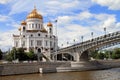 The Cathedral of Christ the Savior and the Patriarchal Bridge. Royalty Free Stock Photo